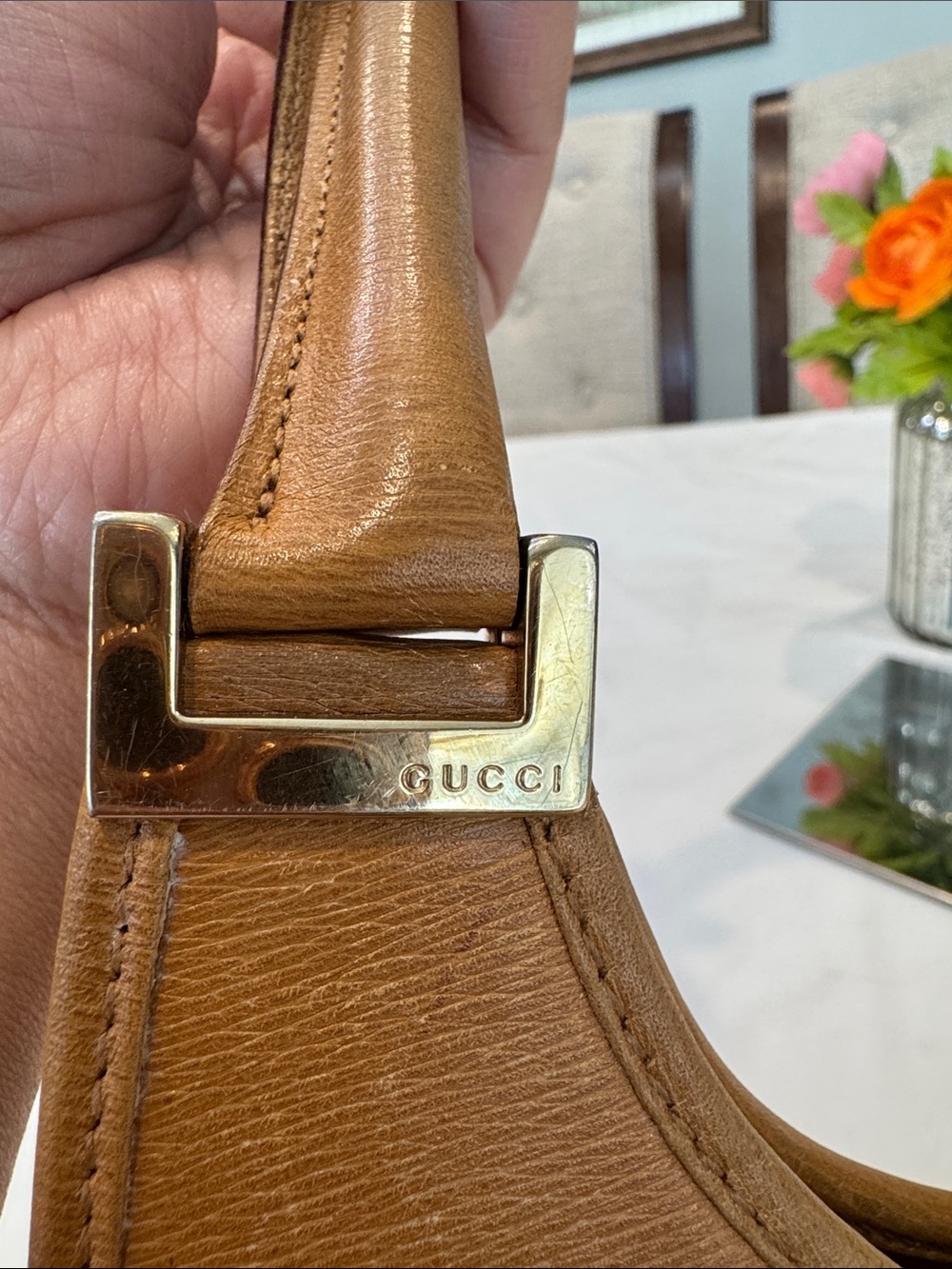 Authentic Gucci Jackie Leather Shoulder Bag with Gold-Tone Hardware - Picture 10 of 17